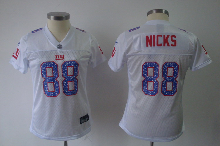 Giants #88 Hakeem Nicks White Women's Sweetheart Stitched NFL Jersey - Click Image to Close